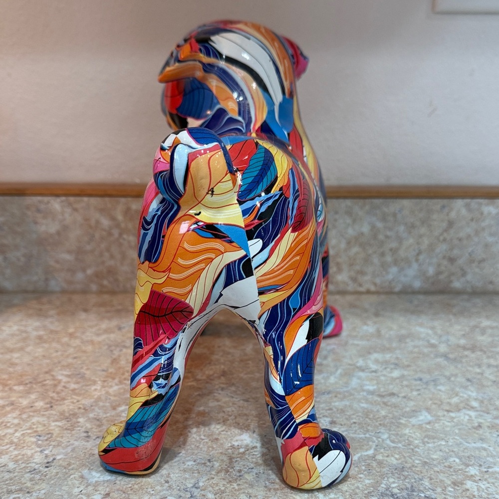 Colorful Ceramic Pug Figurine - Picture 4 of 4